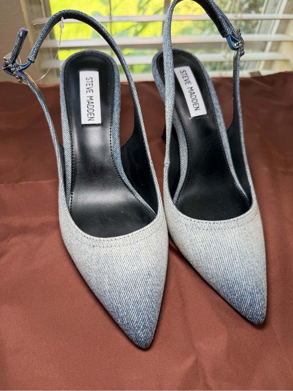 Steve Madden Light Blue Denim Pointed Slingback Pumps